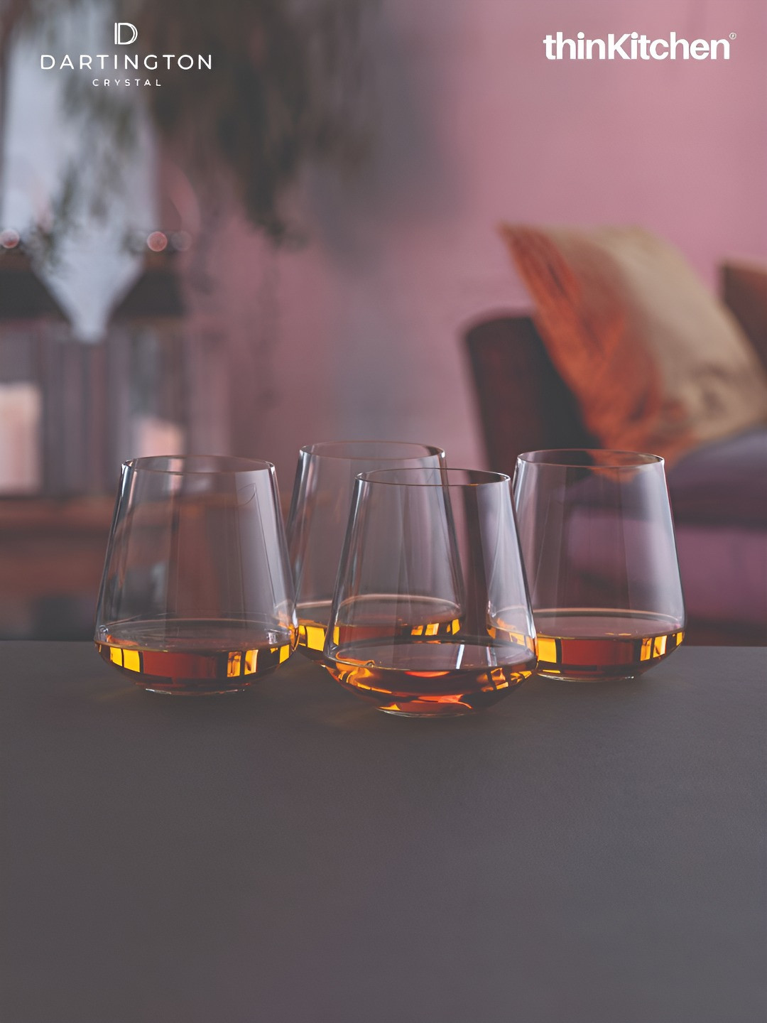 DARTINGTON Transparent 4 Microwave Safe Glass Whisky Glass Bar Glass