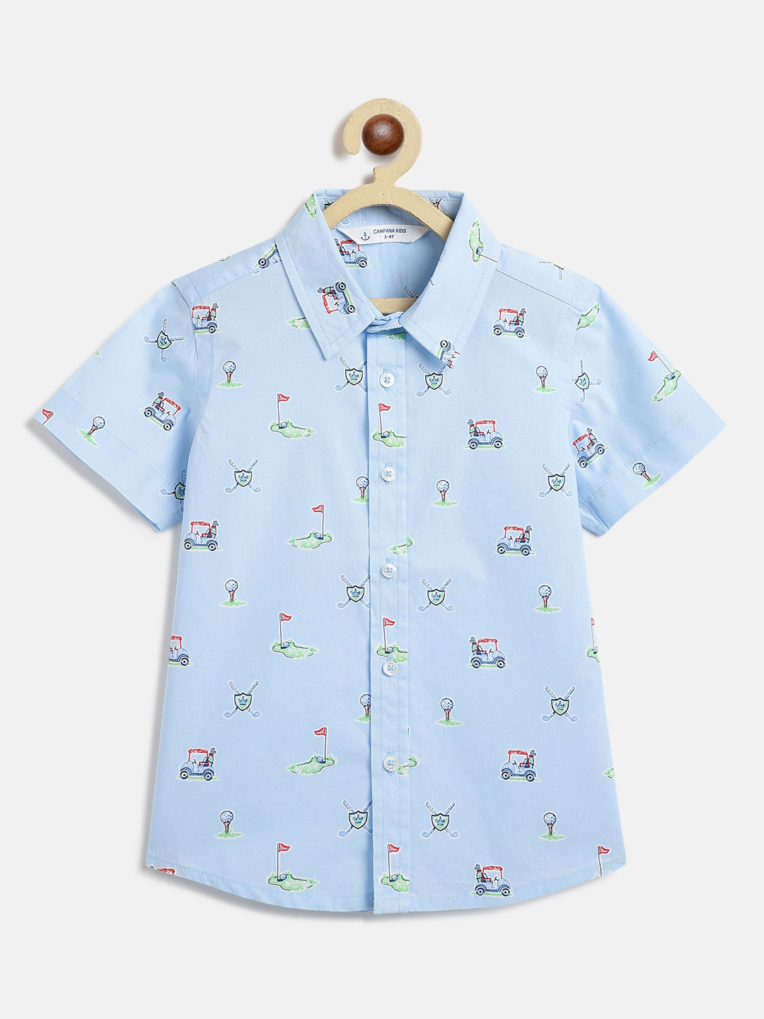 Campana Boy Printed Spread Collar Cotton Casual Shirt