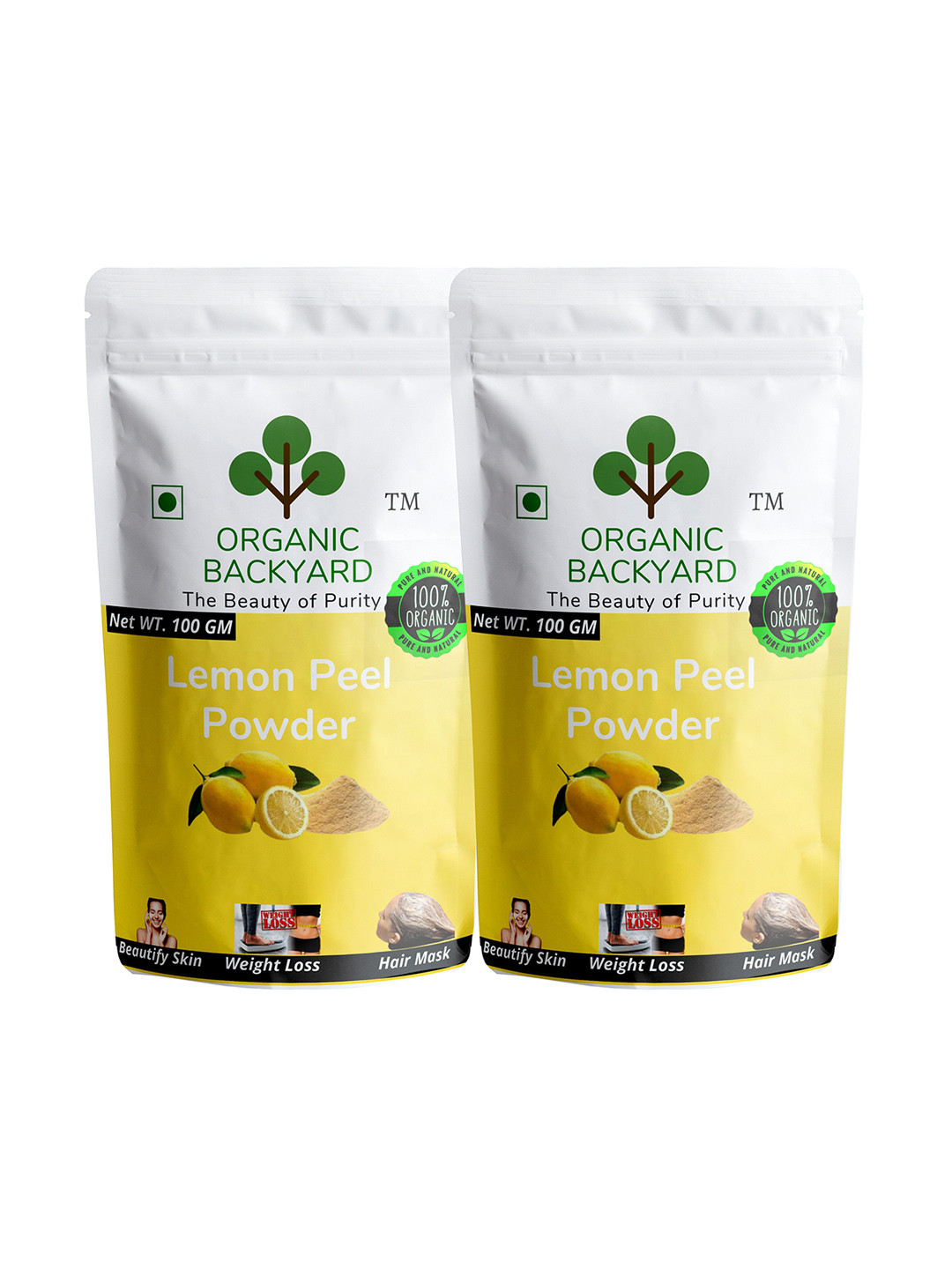 Organic Backyard Set Of 2 Lemon Powder Face Mask - 100 g Each