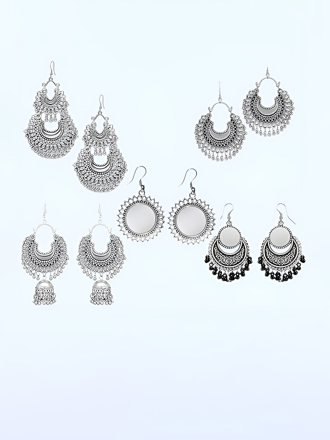 JMBW INTERNATIONAL Set Of 5 German Silver-Plated Artificial Beaded Chandbalis