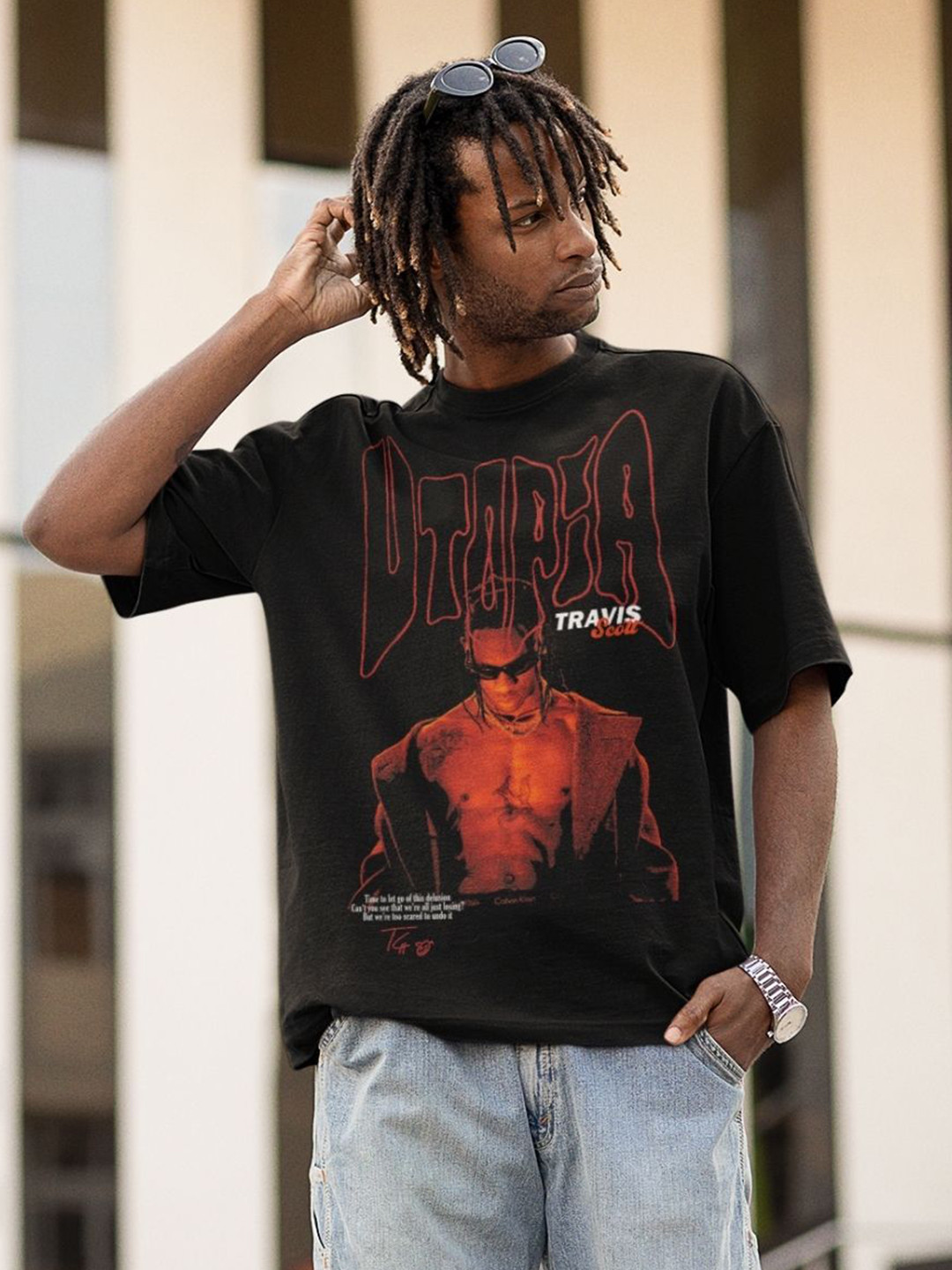 CAPTCHA Travis Scott Utopia Printed Drop-shoulder Pure Cotton Oversized Tshirt