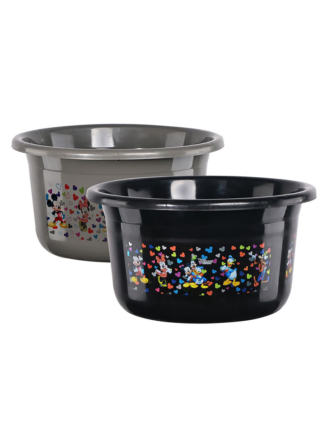 Kuber Industries Black & Grey 2 Pieces Disney Printed Light Weight Bath Tubs