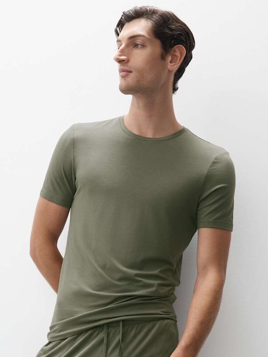 Marks & Spencer Men Round Neck Muscle Fit Cotton T-shirt
