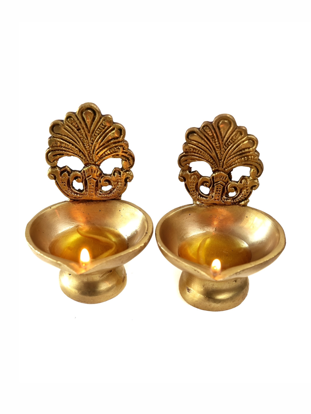 The Spiritual Living 2 Pieces Gold-Toned Tree Design Laxmi Diyas