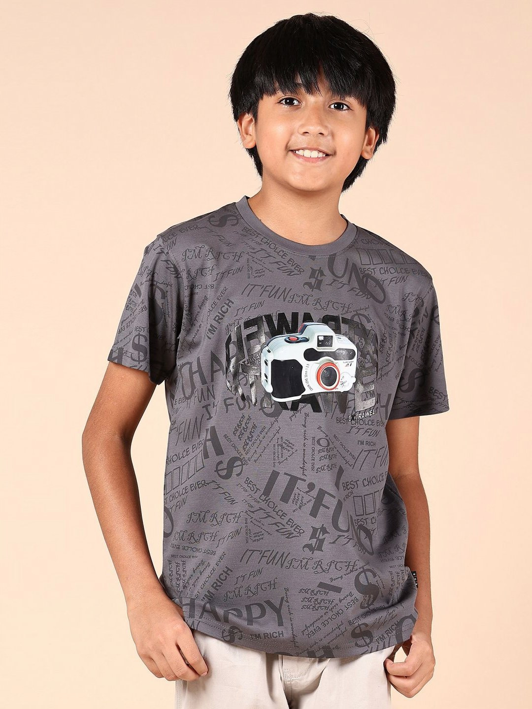 V-Mart Boys Humour and Comic Printed Cotton T-shirt