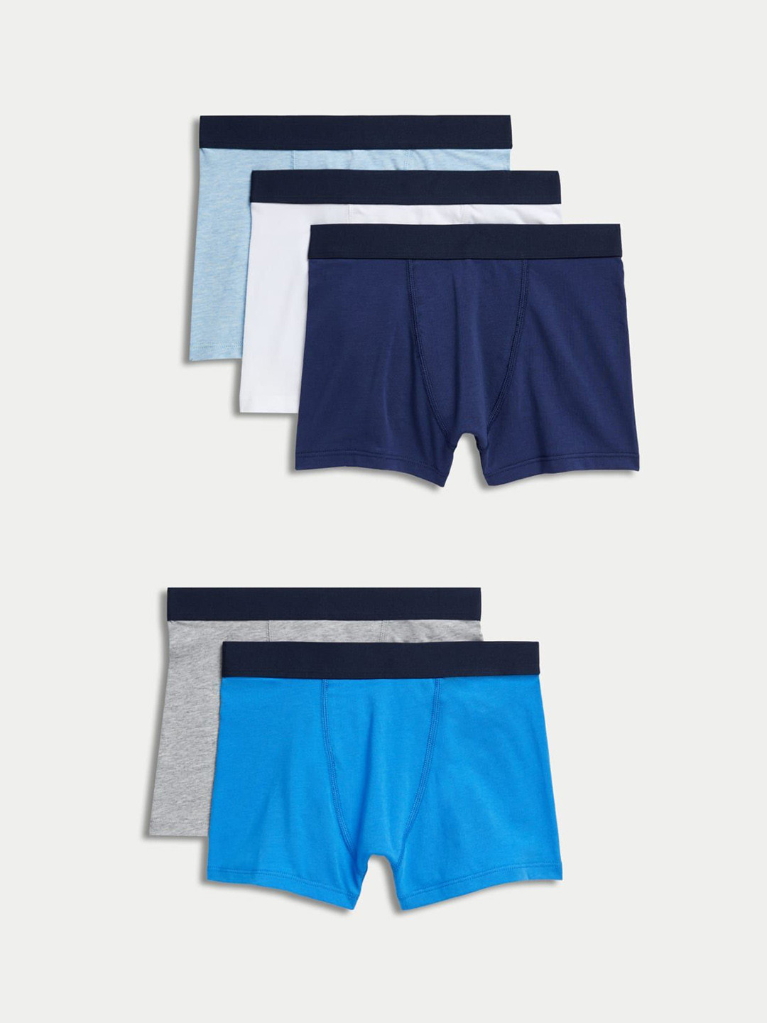 Marks & Spencer Boys Pack Of 5 Cotton Trunks T711452VBLUE MIX