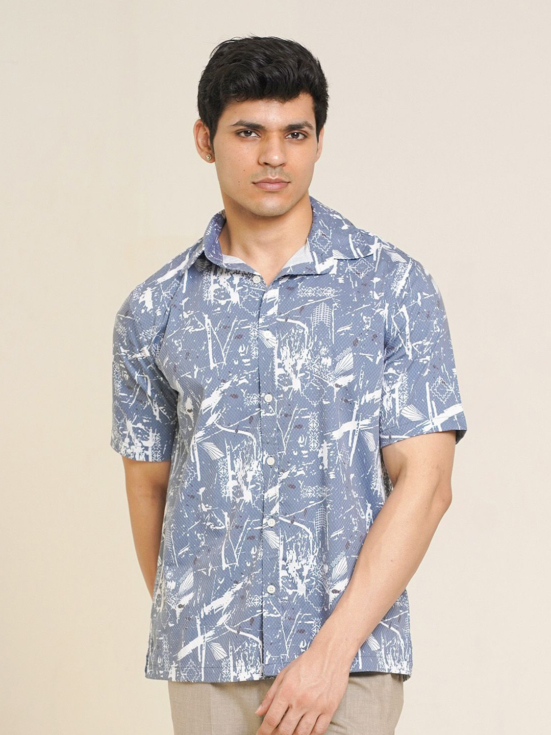 The Roadster Lifestyle Co Printed 100% Cotton Boxy & Loose-Fit Shirt