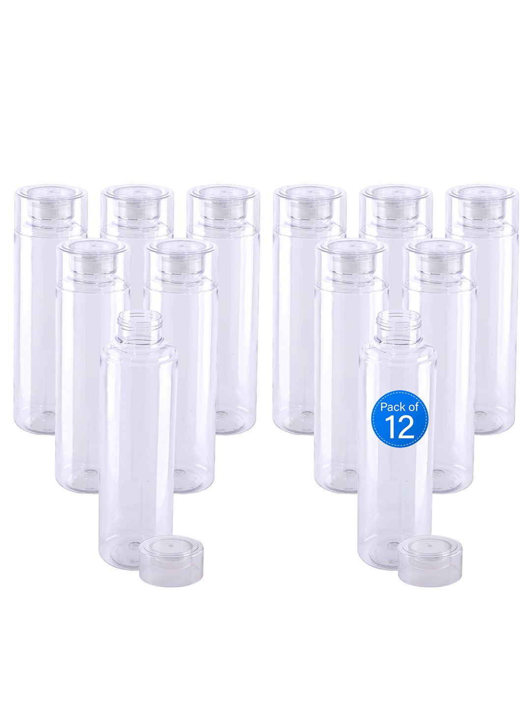 Kuber Industries Rembo Loose Transparent Plastic Spill Proof 12 Piece Water Bottle - 1L