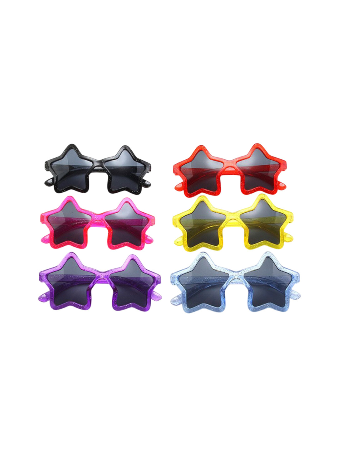 SHOP FRENZY Kids Pack Of 6 Sunglasses with UV Protected Lens Glitter star Black sunglass