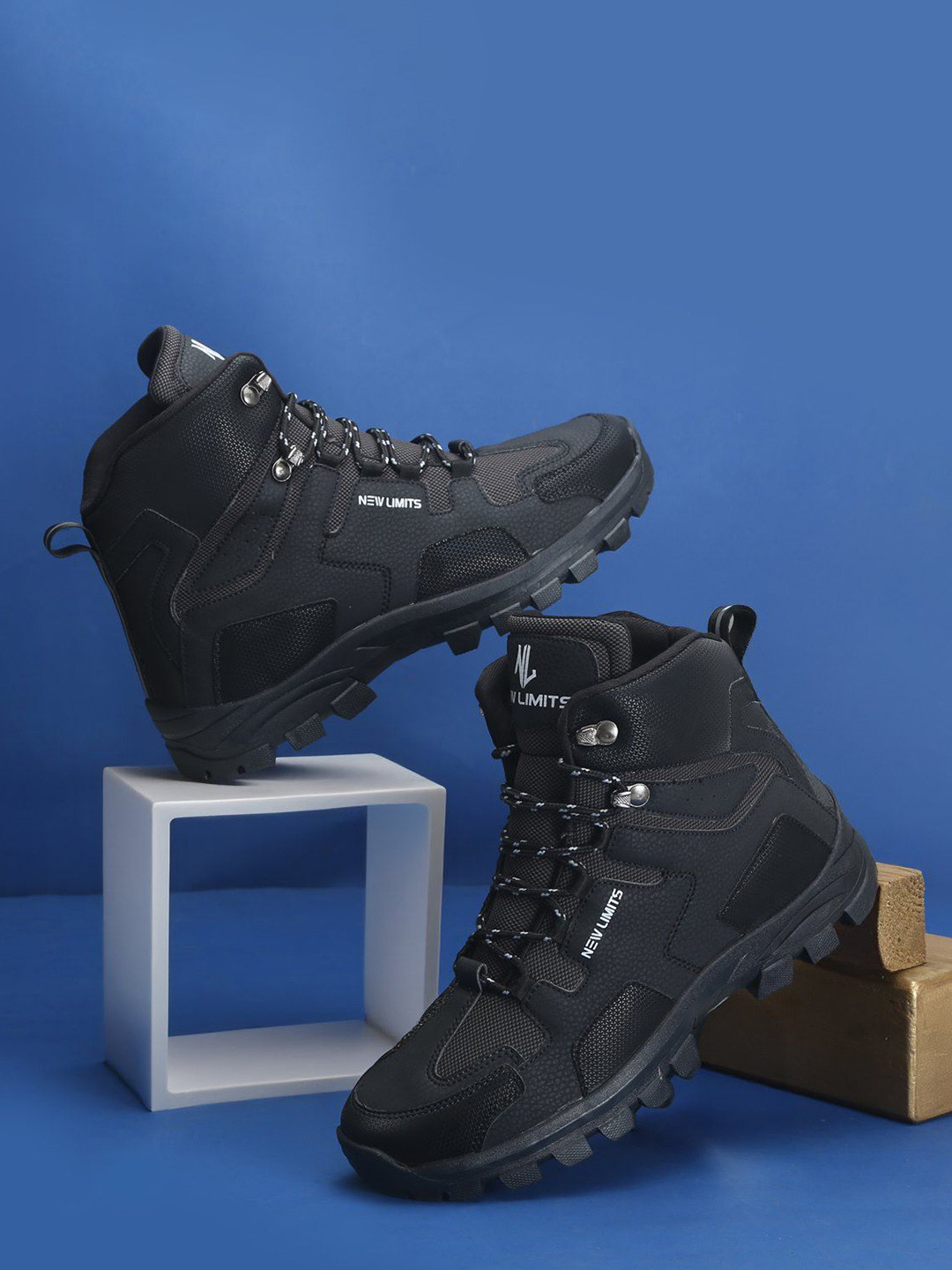 NEW LIMITS Men Round Toe Mid-Top Trekking & Hiking Boots