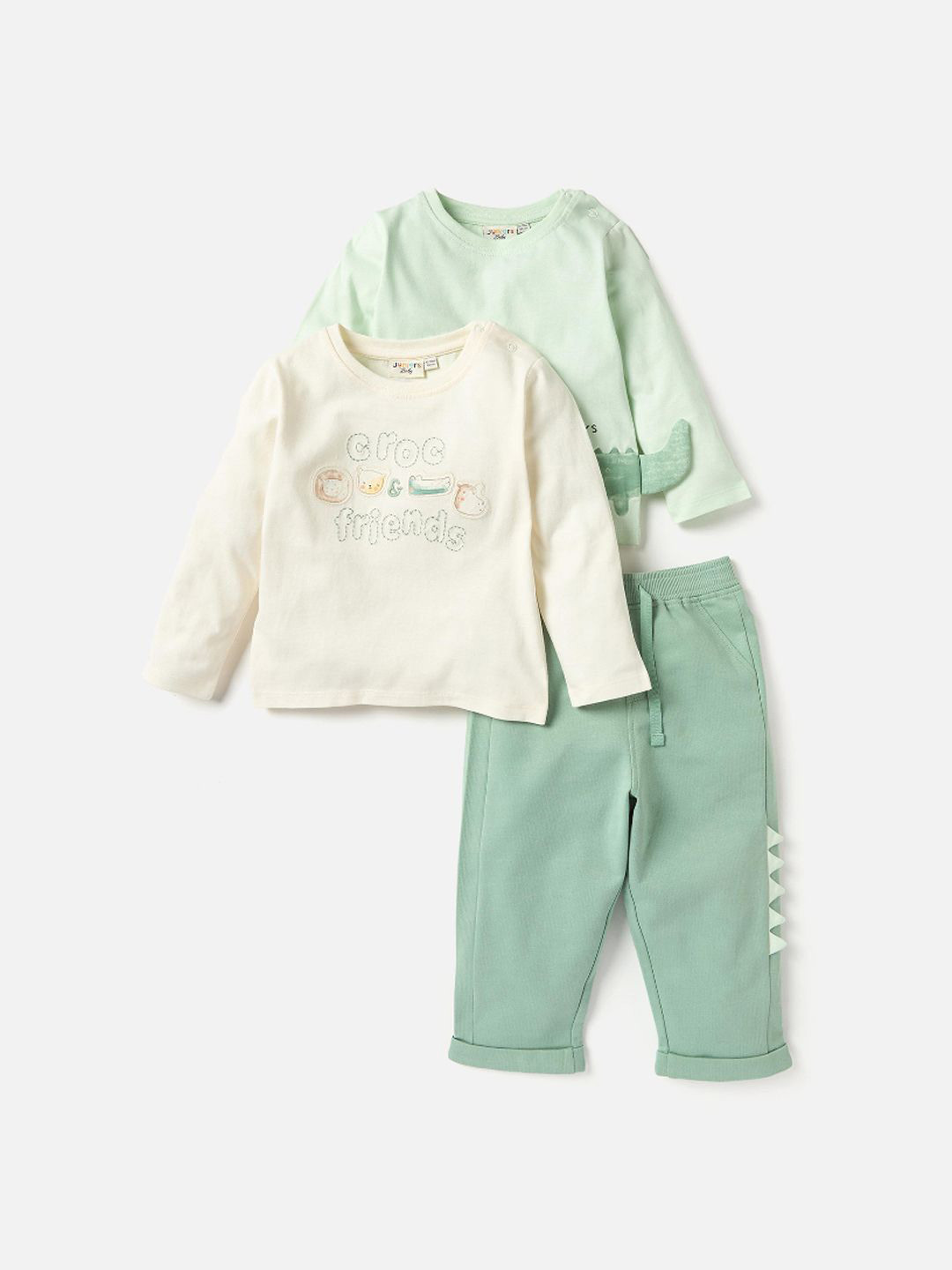 Juniors by Babyshop Boys 3-Piece Crocodile Printed Cotton T-Shirt With Trousers & T-Shirt