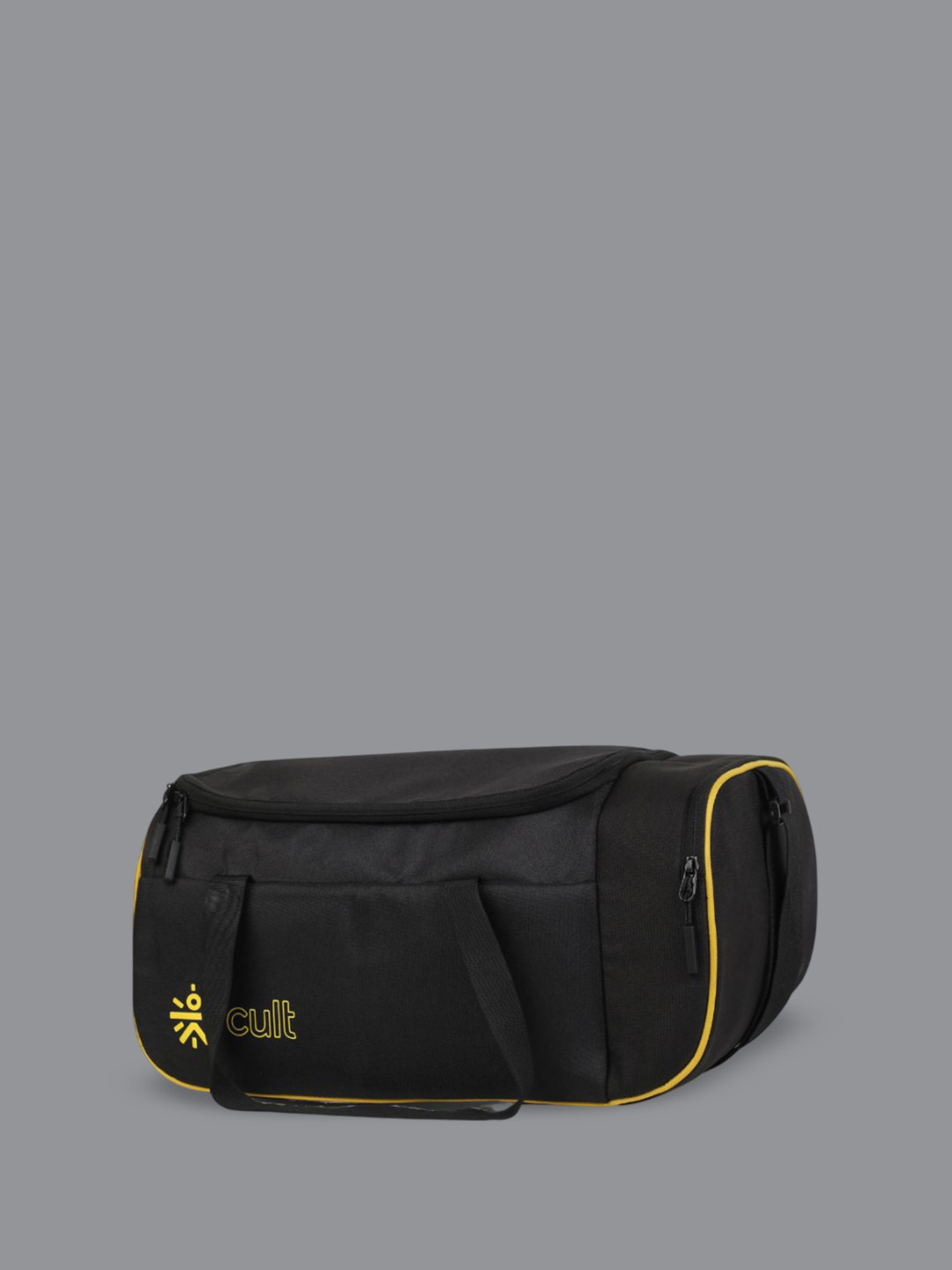CULT Yellow  25 Litre Gym Duffle Bag Black Unisex with Multipockets