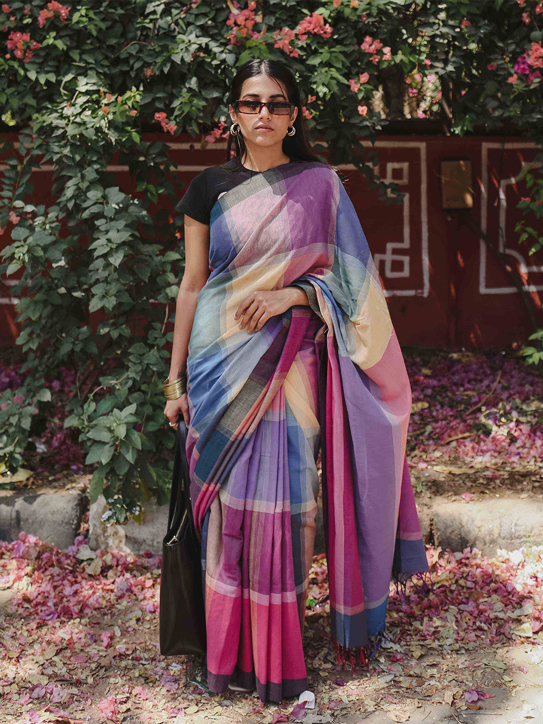 Moora Multicolour Checked Pure Cotton Saree