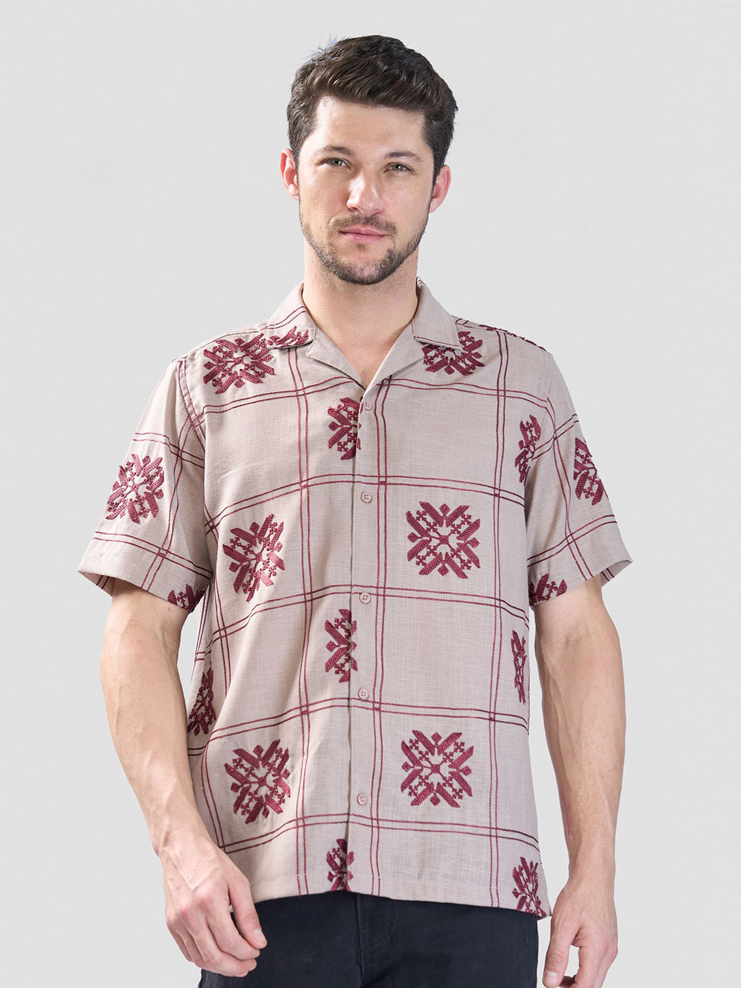 XKIND Men Cotton Relaxed Fit Casual Shirt