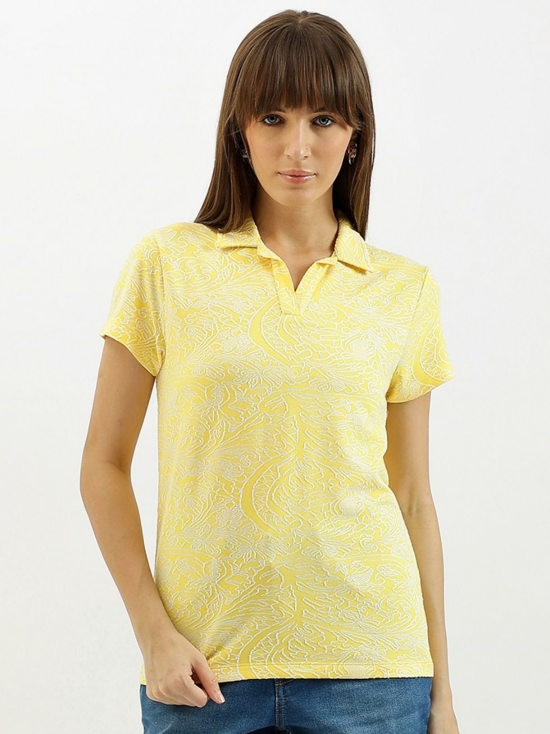 United Colors of Benetton Women Floral Self Design T-shirt