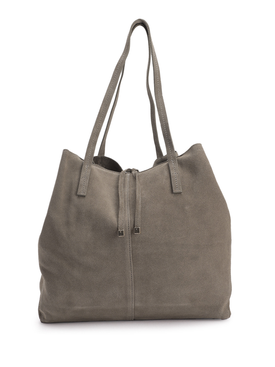 MANGO Leather Shopper Bag With Suede Finish