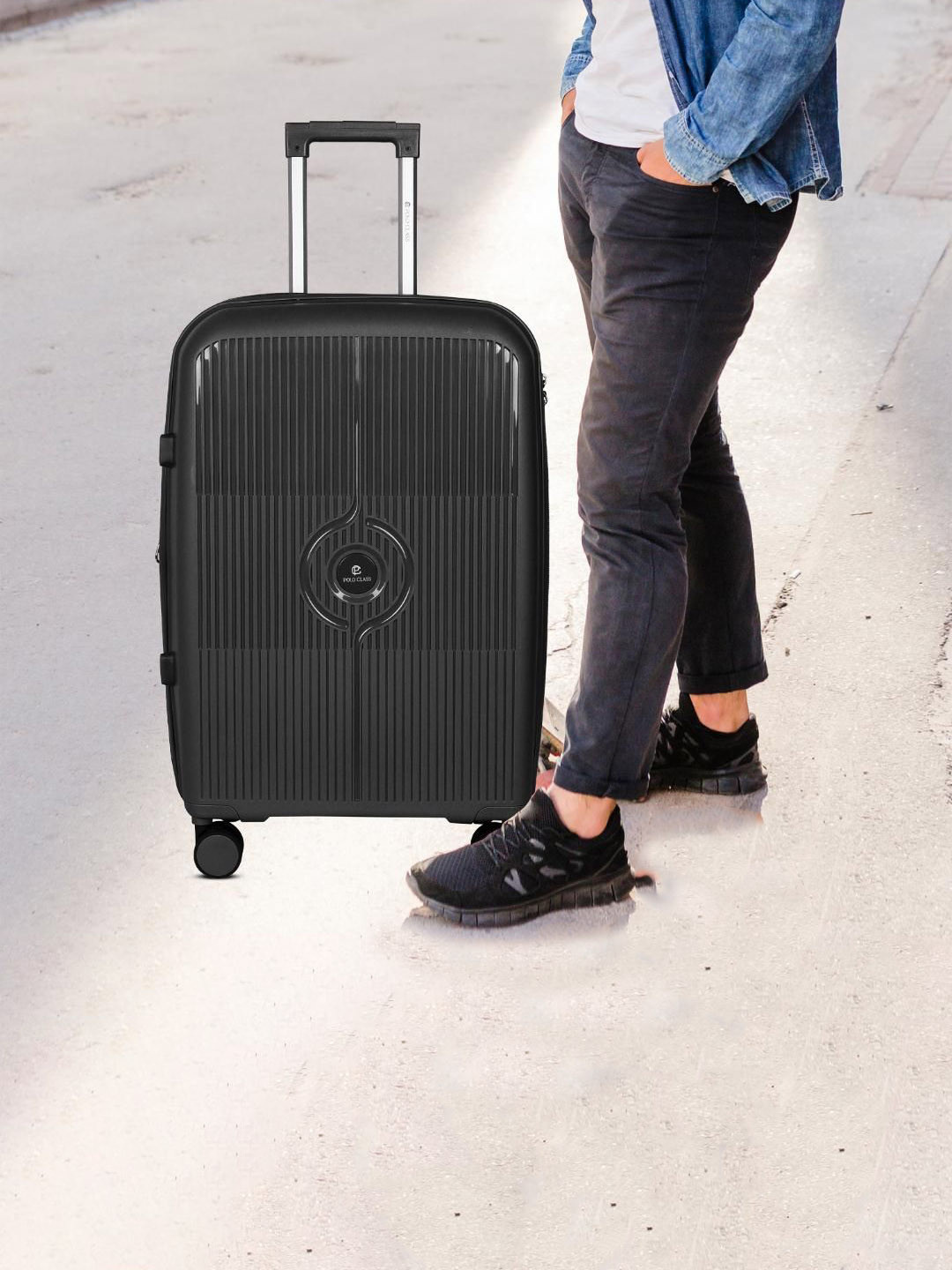 Polo Class Set Of 3  With Vanity Textured Hard-Sided Trolley Bag