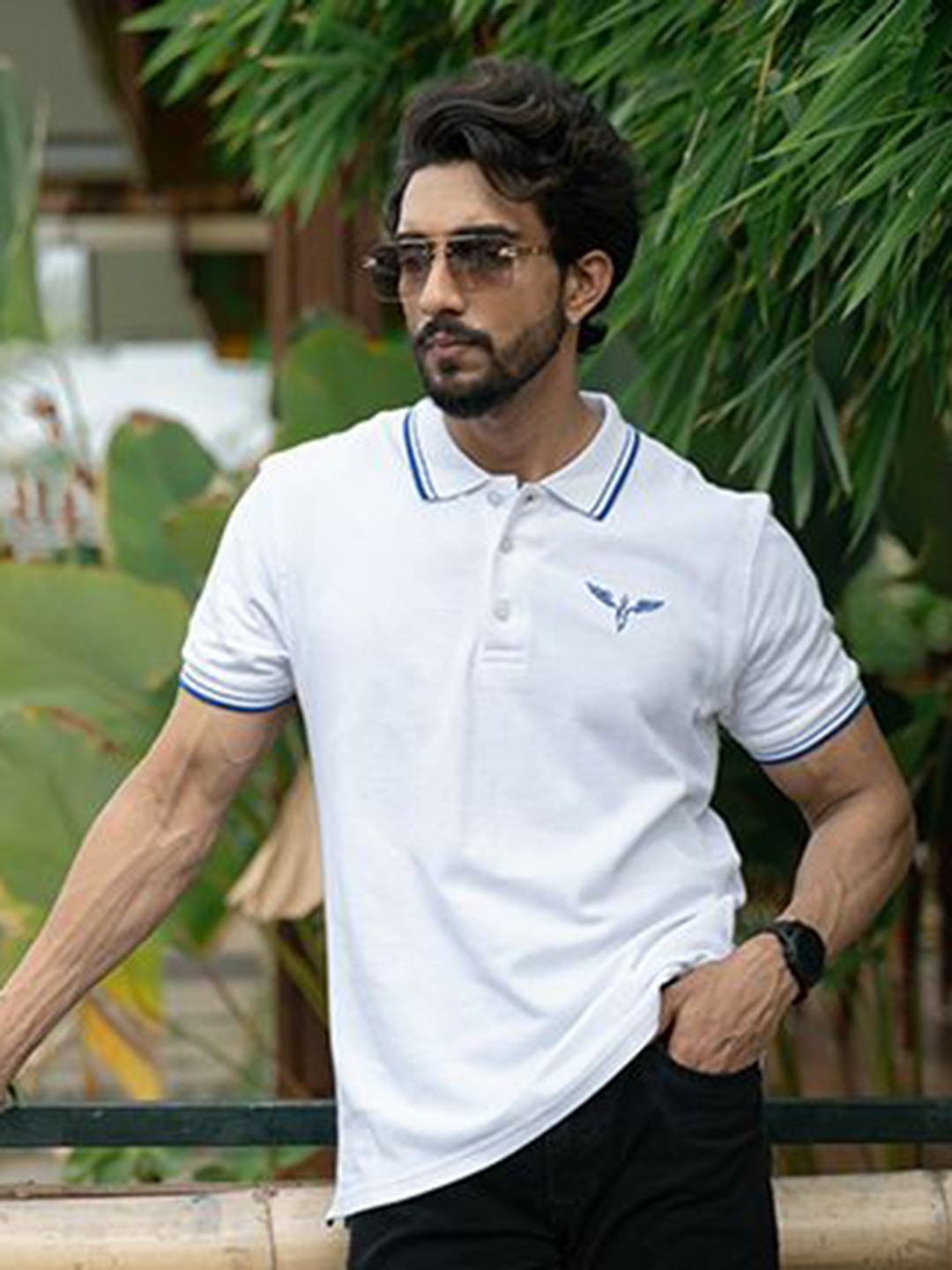 KEITH KARTER Men Polo Collar Slim Fit Pure Cotton T-shirt