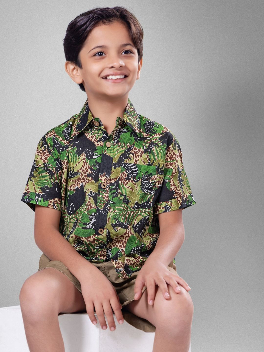 Tura Turi Boys Animal Printed Casual Shirt