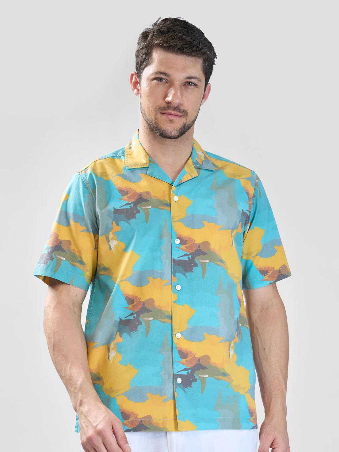 XKIND Men Cotton Relaxed Fit Printed Casual Shirt