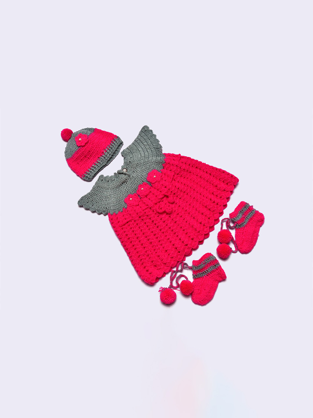 Tiekart Infants Girls Flower Design  Dress With Cap