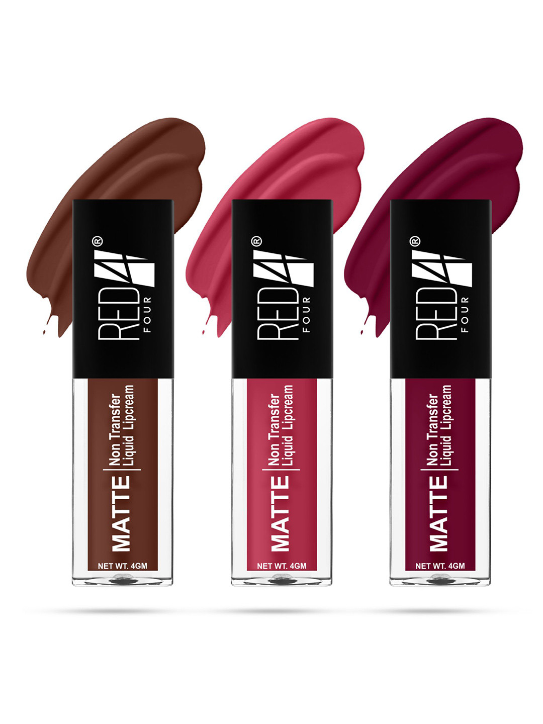 RED 4 Miss Perfect Set Of 3 Non Transfer Matte Liquid Lipstick 4 g Each - 131- 132- 133