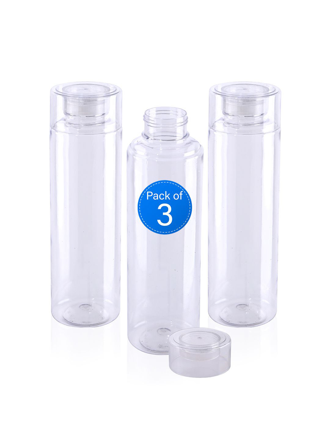 Kuber Industries Rembo Loose Transparent Plastic Spill Proof 3 Piece Water Bottle - 1L
