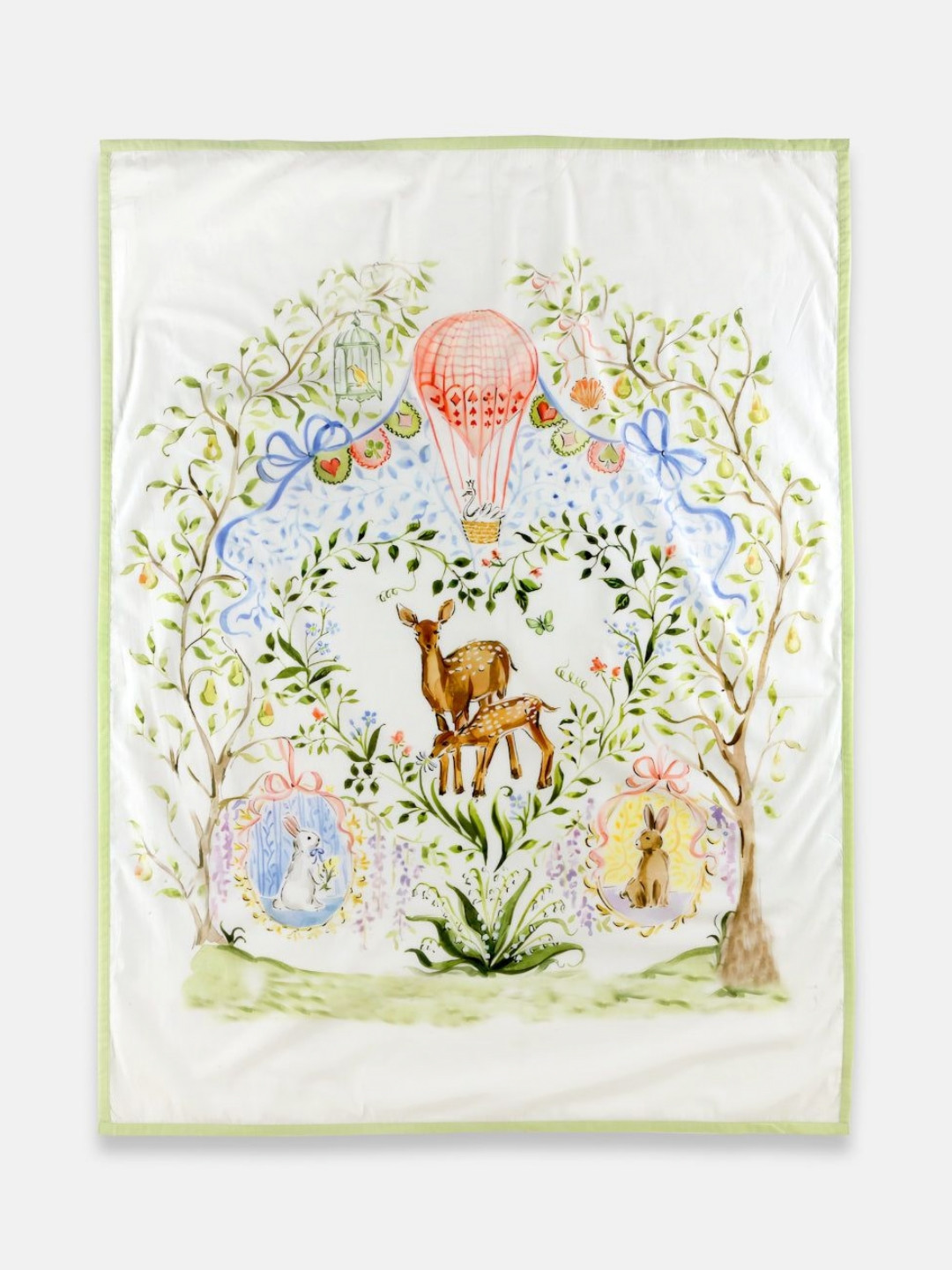 THE BABY TRUNK White & Brown Deer Printed Egyptian Cotton Summer Single Bed Dohar