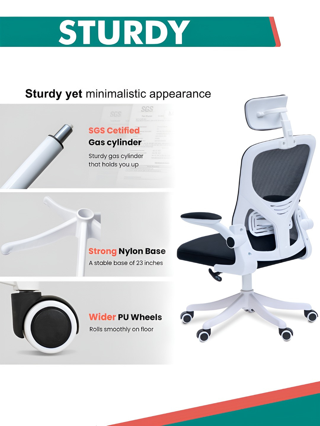 Alex Daisy Black Flexo Ergonomic Study Chair