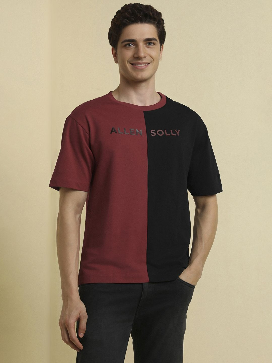 Allen Solly Men Colourblocked Oversized Cotton T-shirt