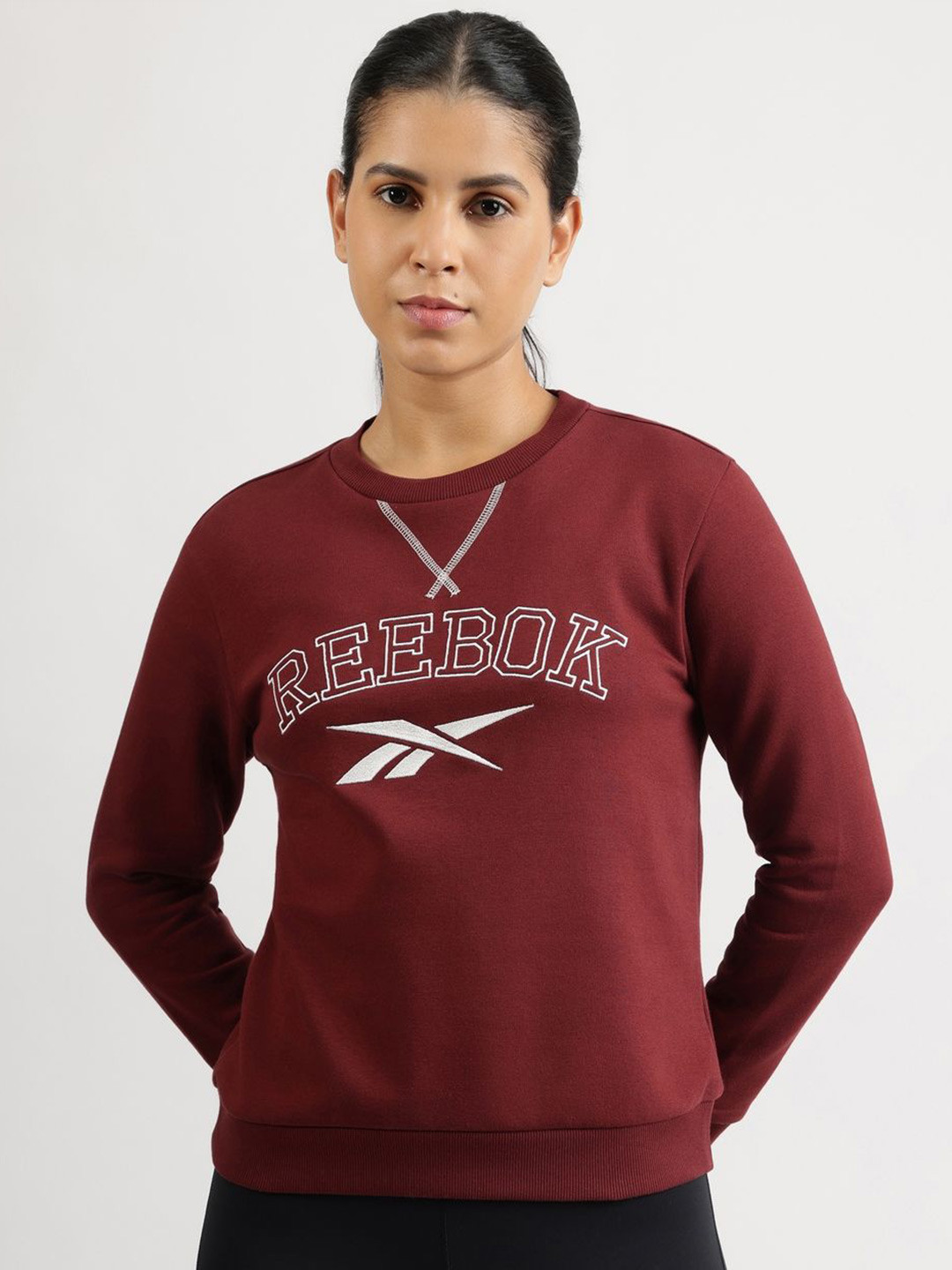 Reebok Women Brand Logo Printed Round Neck Sweatshirt