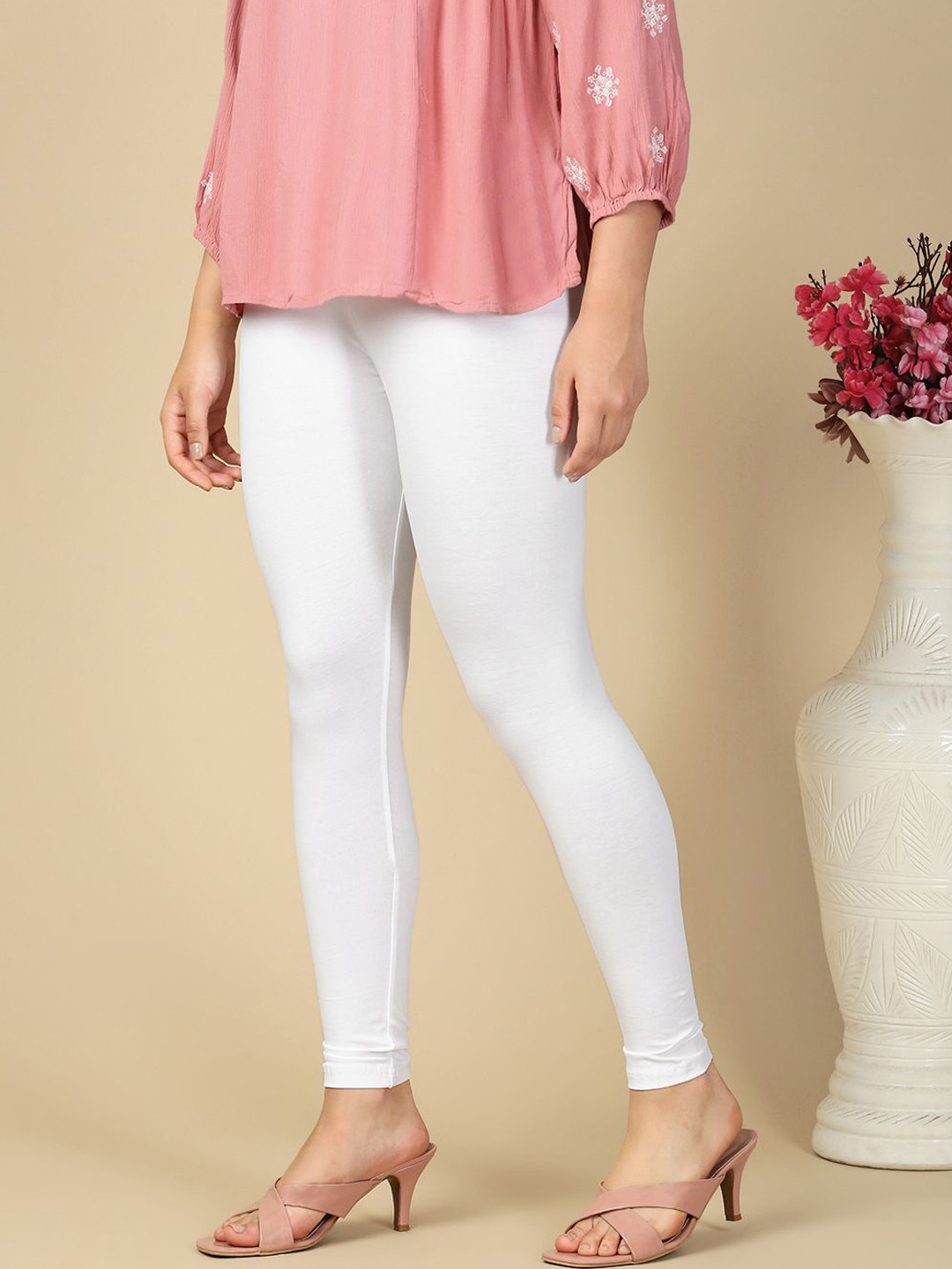 PYNK Women Pure Cotton Ankle-Length Leggings