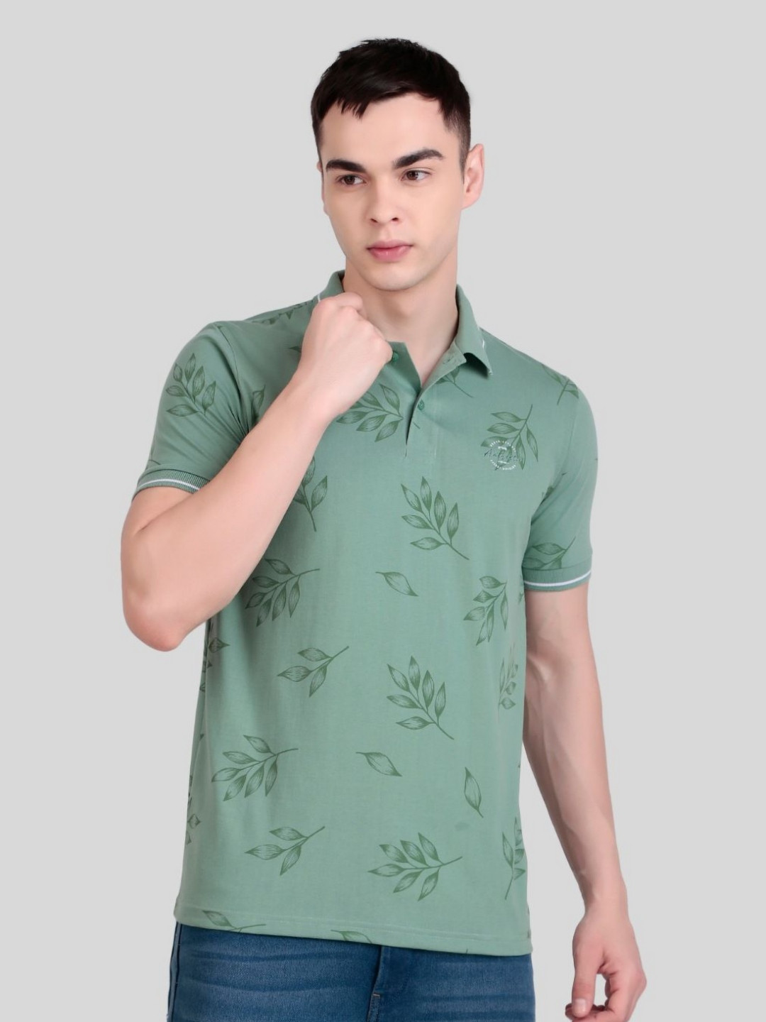 FLYIND VOGUE OUTFIT Men Floral Printed Polo Collar  T-shirt