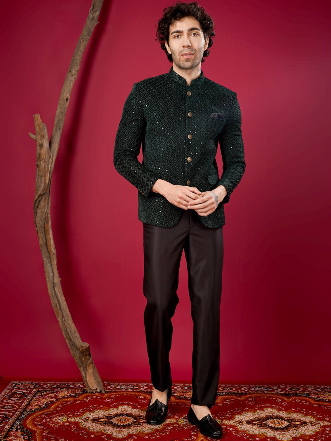 Dulha Ghar Embroidered  Bandhgala Suit