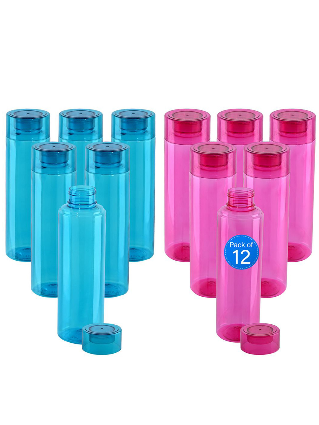 Kuber Industries Rembo Loose Blue Solid Plastic BPA Free 12 Piece Water Bottle - 1L