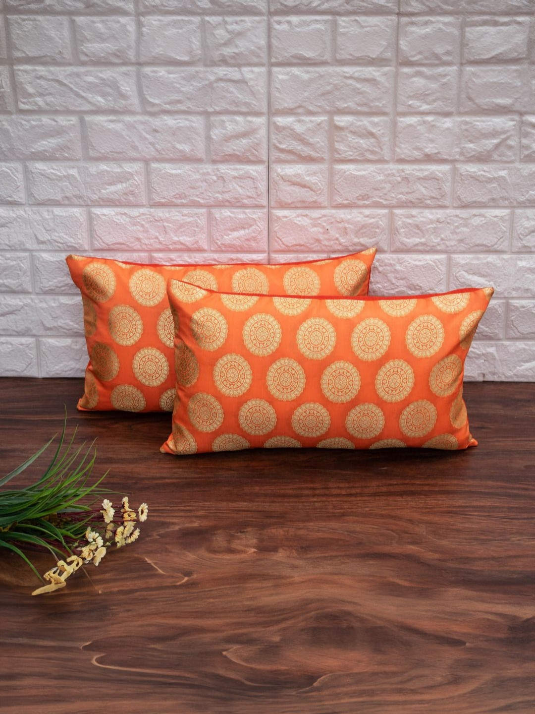 RoyalDeco Shrink-Resistance Brocade Color Fastness 2 Pcs Textured Cushion Covers-19.9x12In