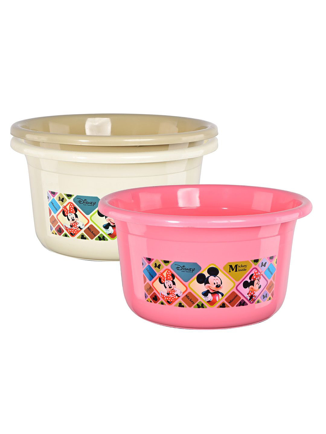 Kuber Industries Pink & White 3 Pieces Disney Printed Bath Tub 25Ltrs