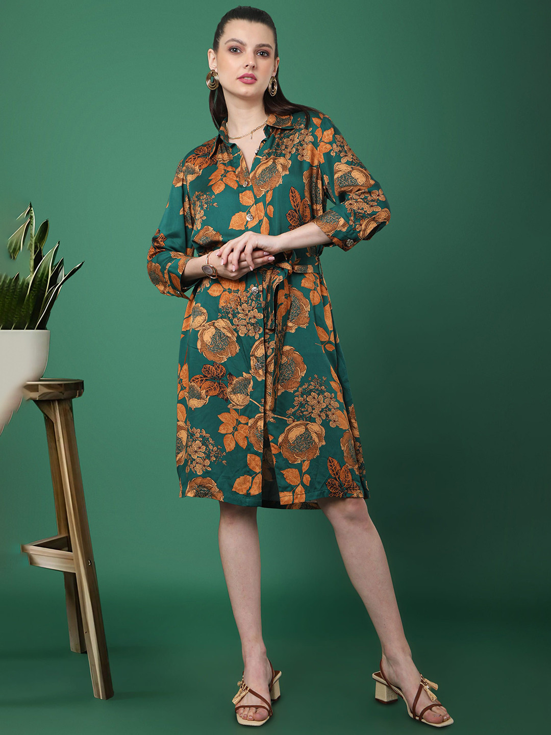 Tamiska By Narendra Kumar Floral Printed shirt dress.