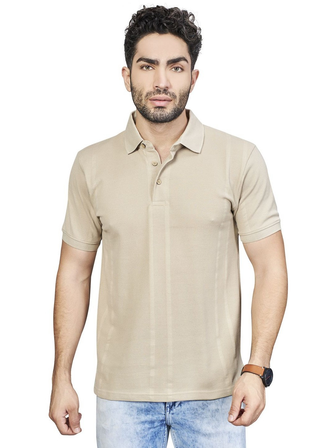 BE POSITIVE Men Regular Fit Polo Collar T-shirt