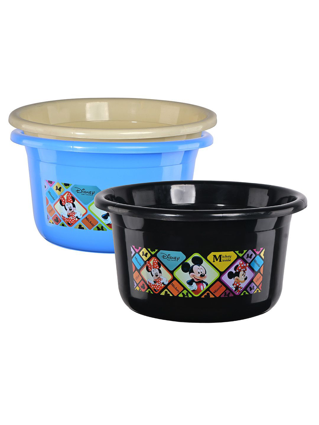 Kuber Industries Black & Blue 3 Pieces Disney Printed Bath Tub 25Ltrs