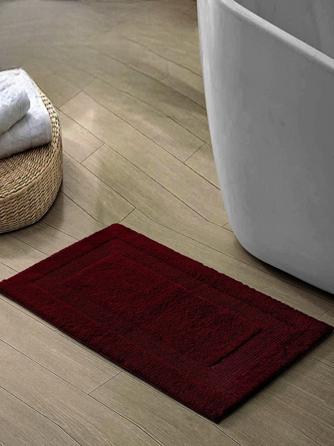 Dolce Casa Burgundy Pure Cotton 210 GSM Bath Rugs