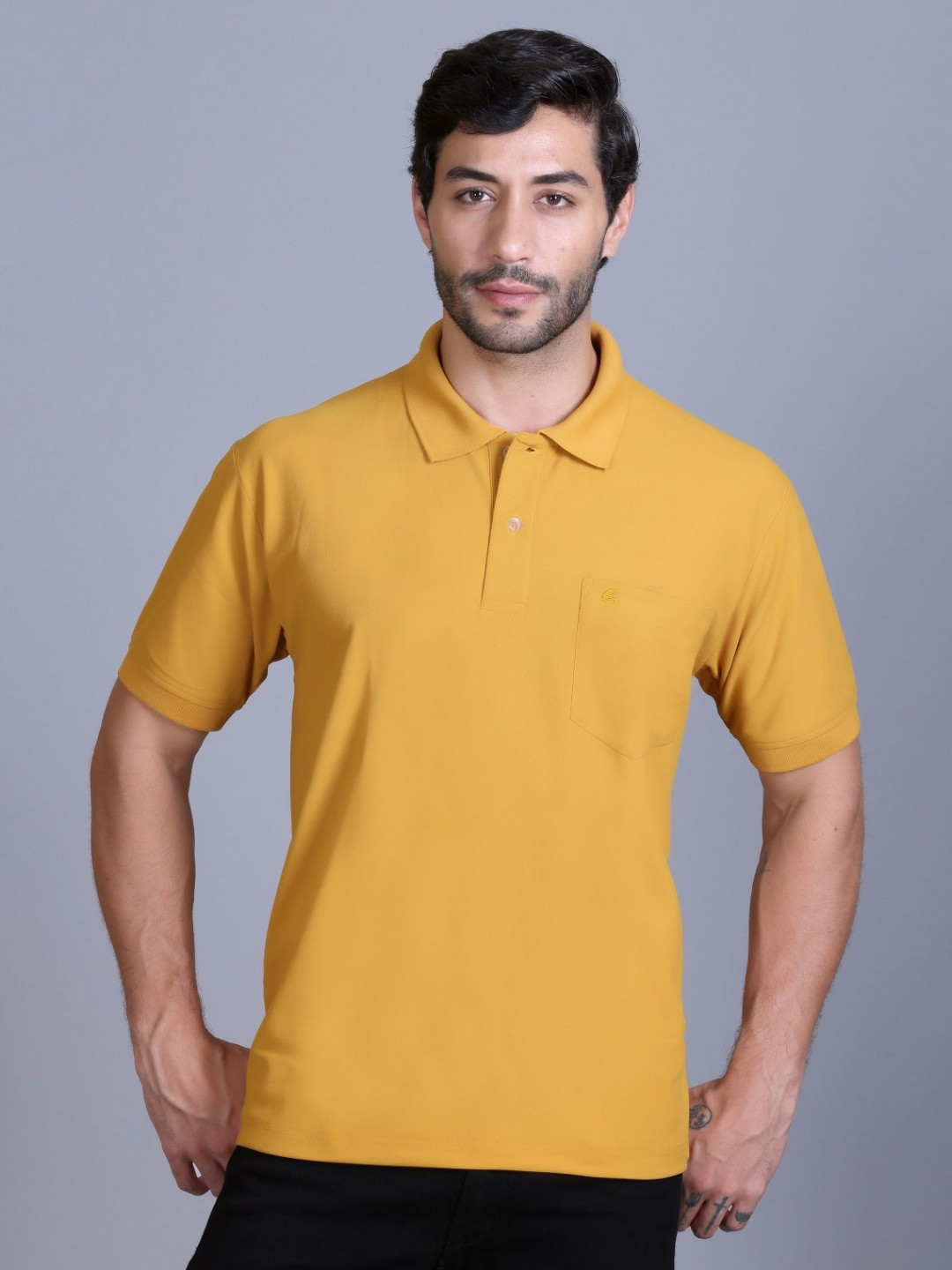 SANHOK Men Polo Collar Pure Cotton Pockets T-shirt