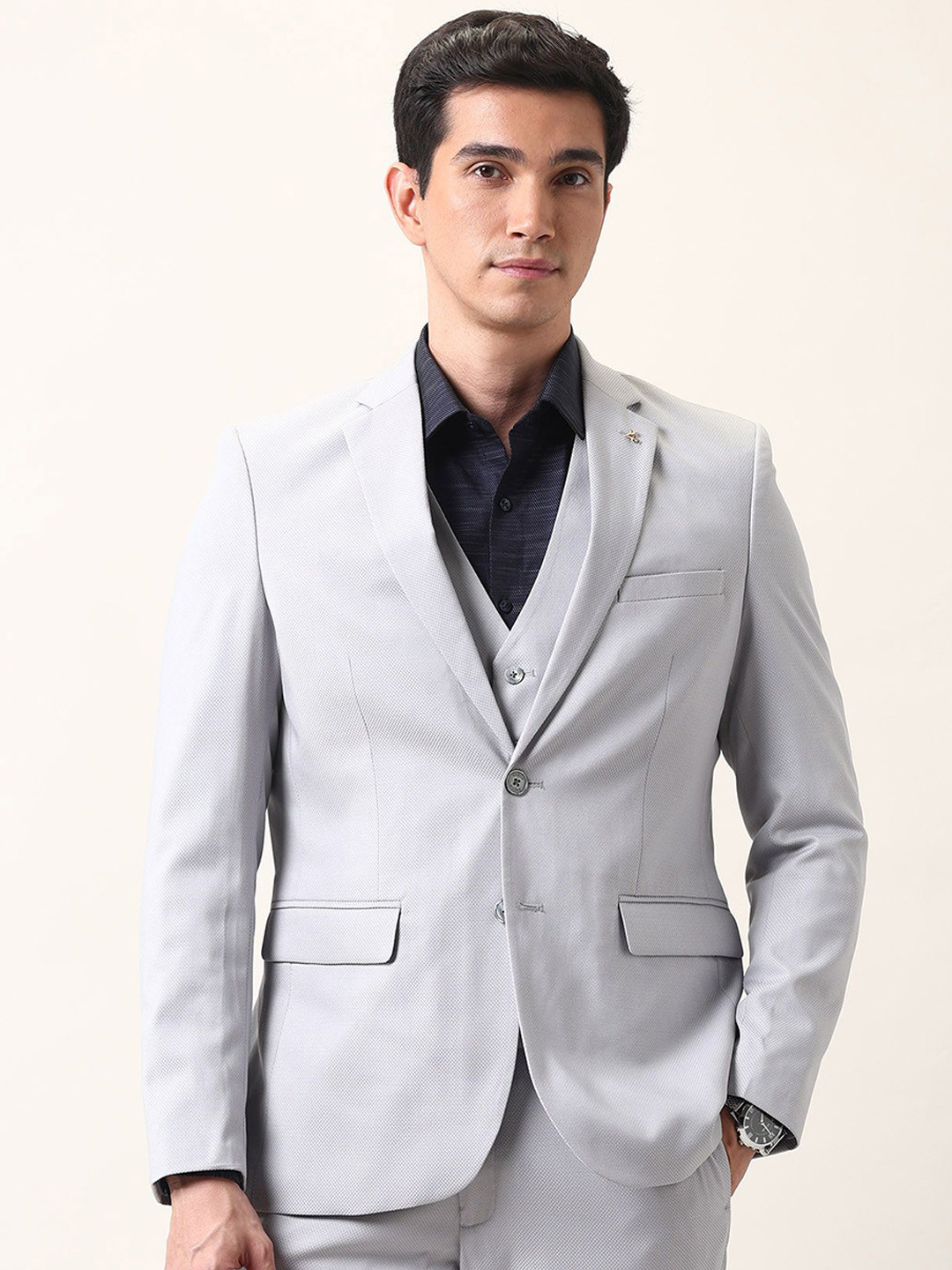 Arrow Men Self Design Three Piece Ceremonial Suit