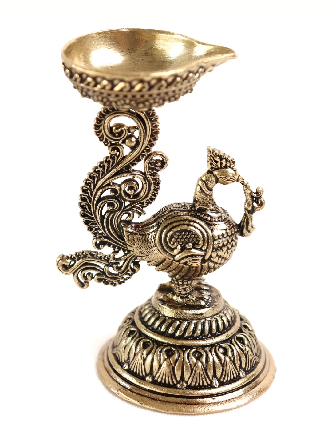 The Spiritual Living Gold-Toned Textured Peacock Diyas