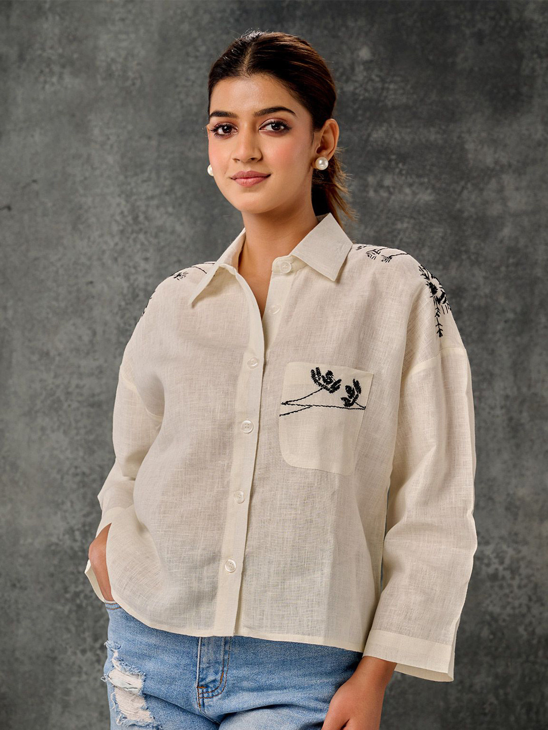Phulkari Forever Women Comfort Floral Opaque Casual Shirt