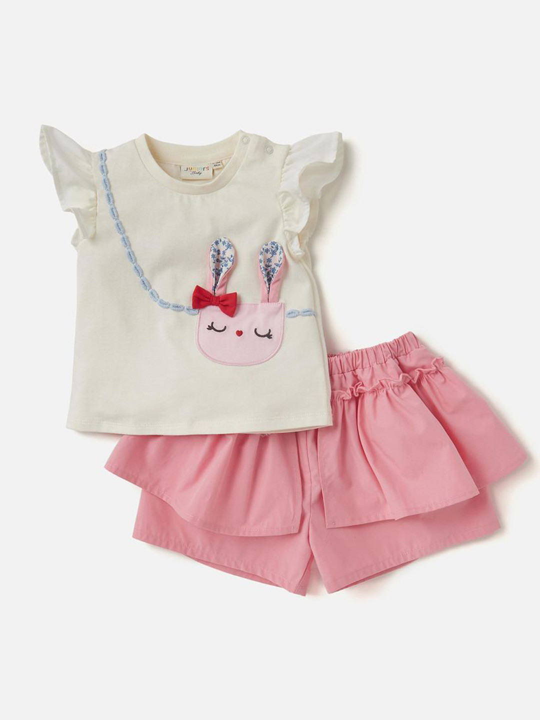 Juniors by Babyshop Girls Bag Applique Pure Cotton Top With Shorts