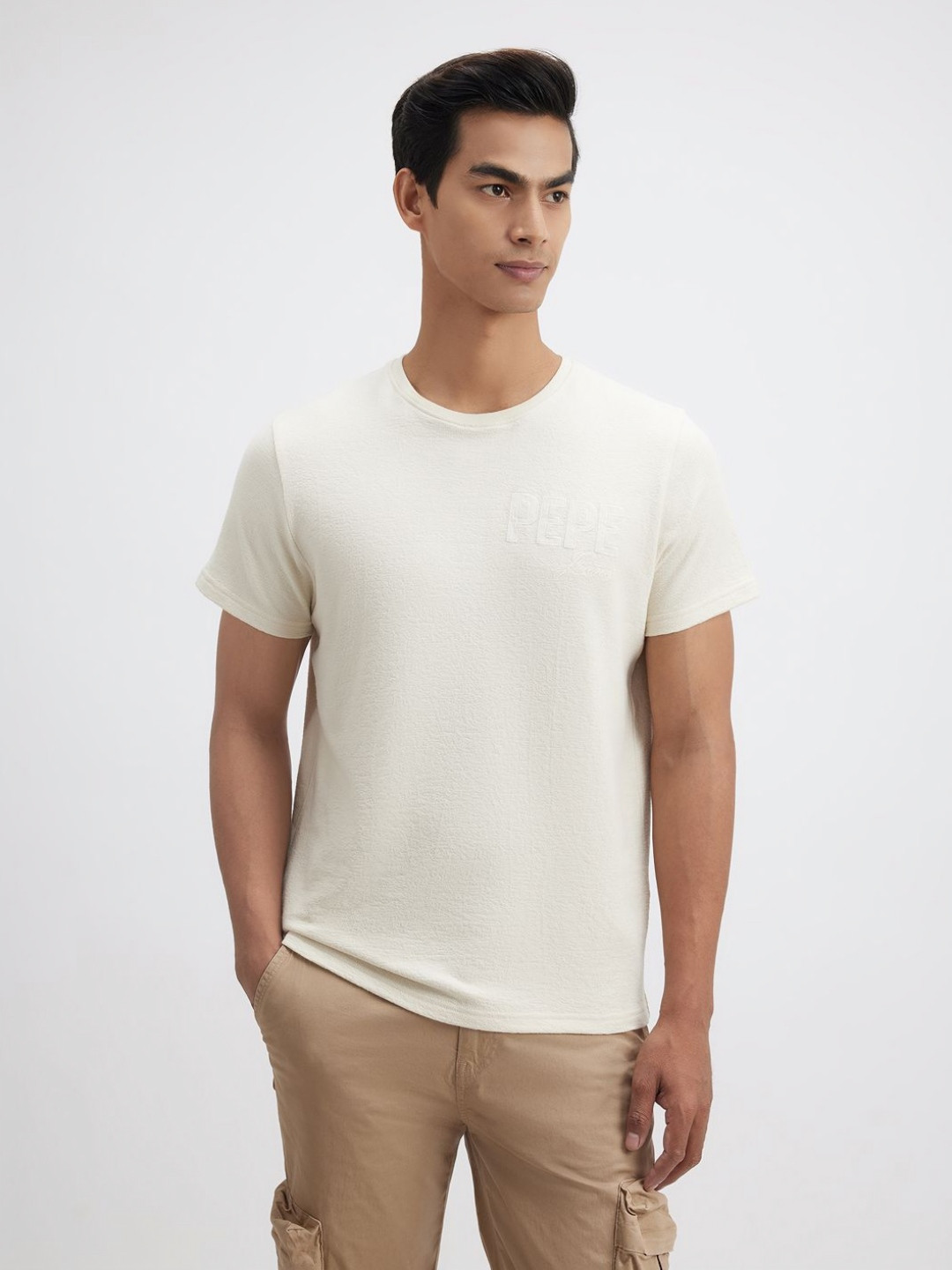 Pepe Jeans Men Solid Pure Cotton T-shirt
