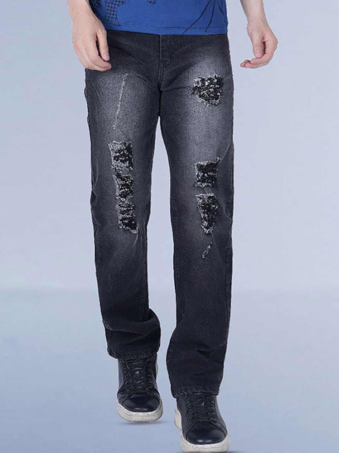 Metronaut Men Classic Regular Fit Mildly Distressed Light Fade Non Stretchable Jeans