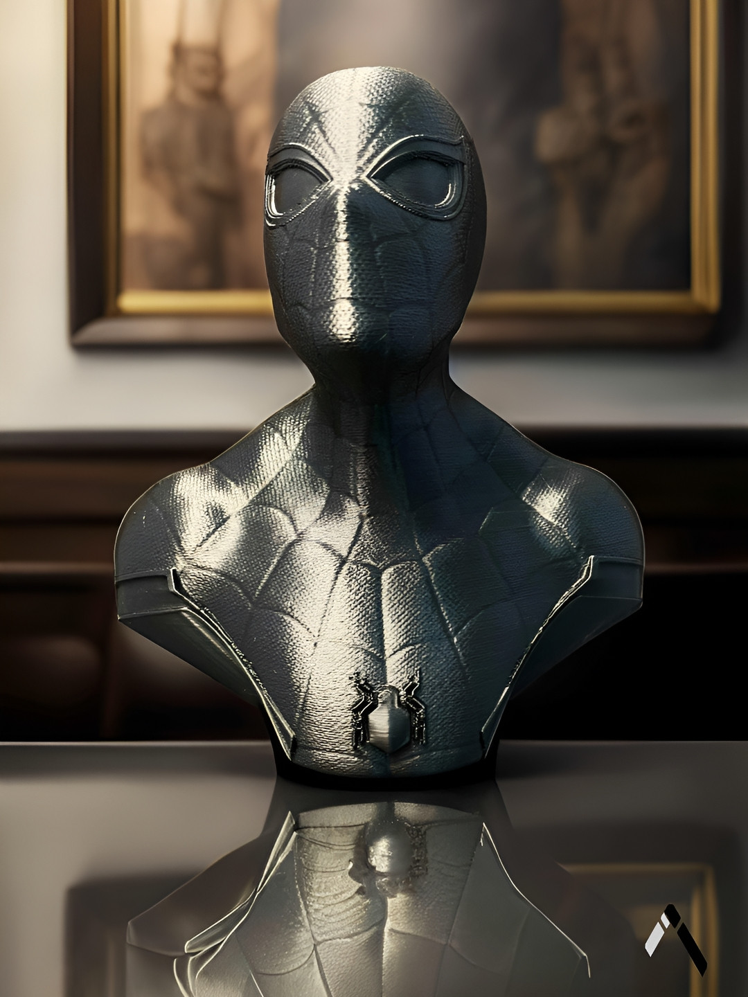 Archadia Spiderbust Black Polyresin Glossy Living Room Medium Showpiece - 7.1 Inches