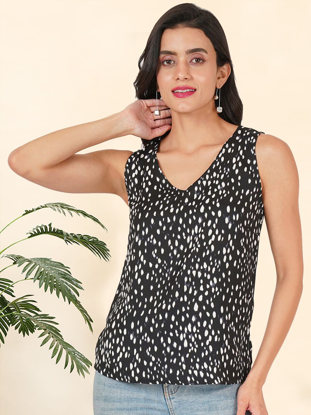 angloindu Women Abstract Print Crepe Top